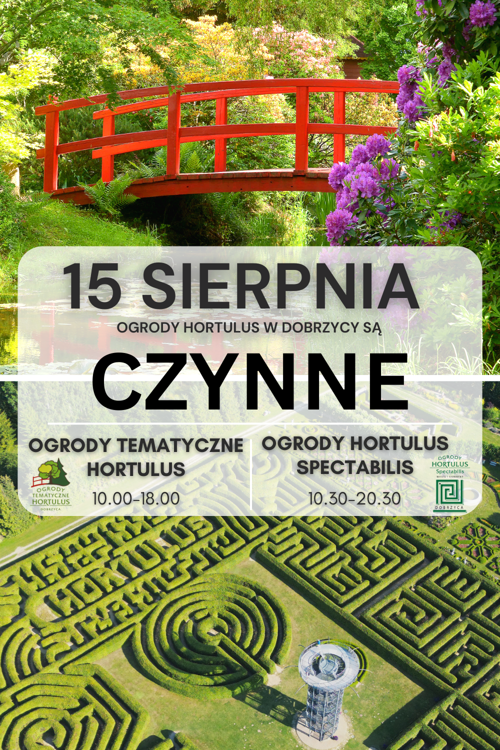 15 sierpnia 2026 – Ogrody Hortulus w Dobrzycy otwarte!